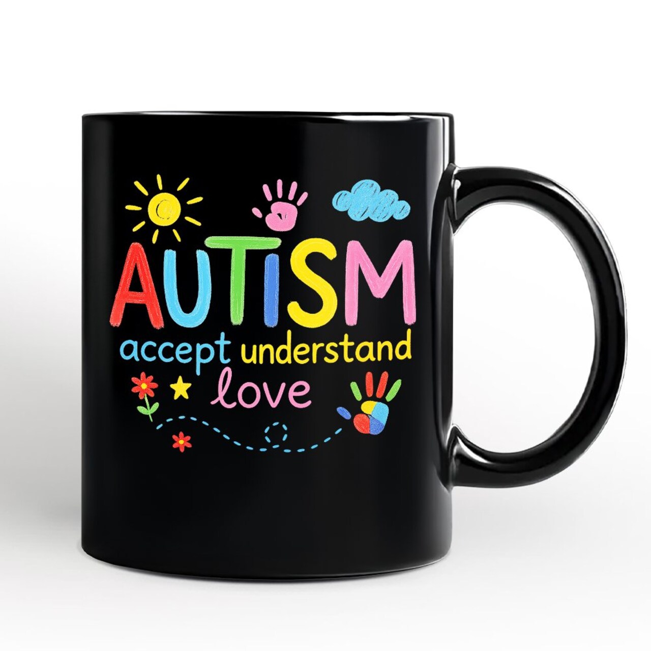 Autism Awareness Brushstroke Mug, Colorful Autism Support Gift for Autism Month